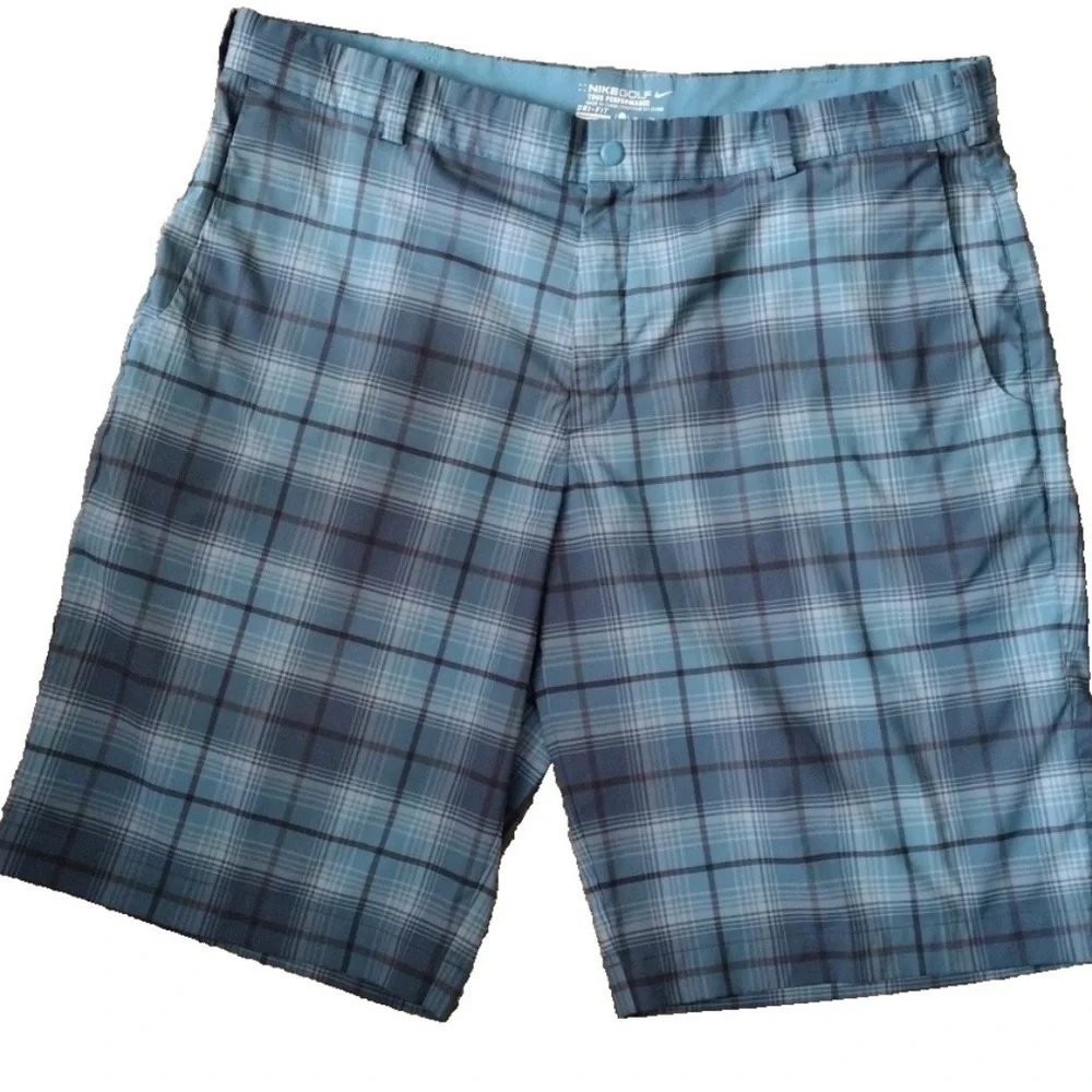 Nike Golf Plaid Shorts size 36 blue plaid golf shorts
